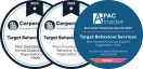 Composite of four winner badges awarded to Target Behaviour Services across APAC Insider and Corporate Vision Australian Enterprise Awards.